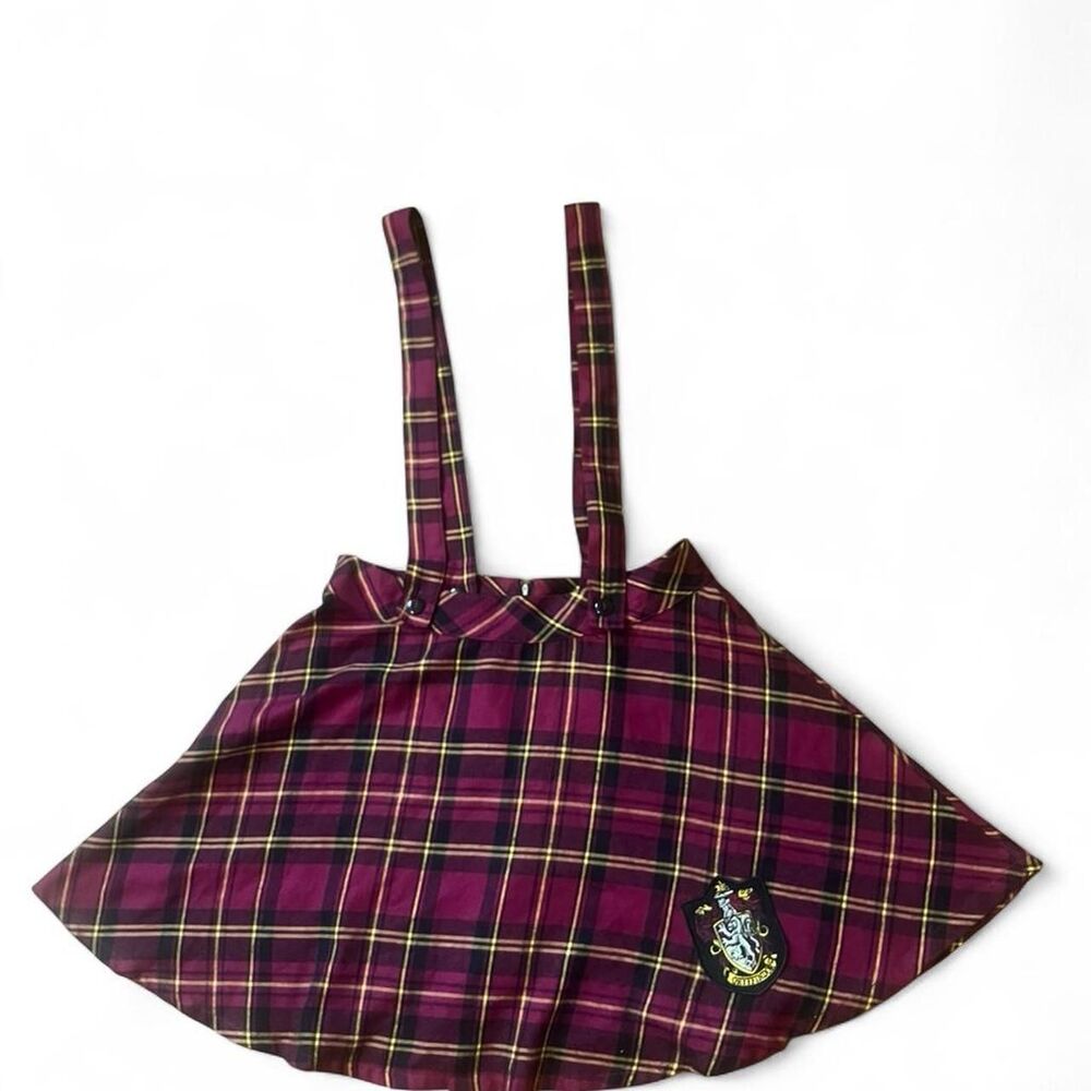 Harry Potter Gryffindor Women's Burgundy Plaid Dress with Crest Patch SZ L
